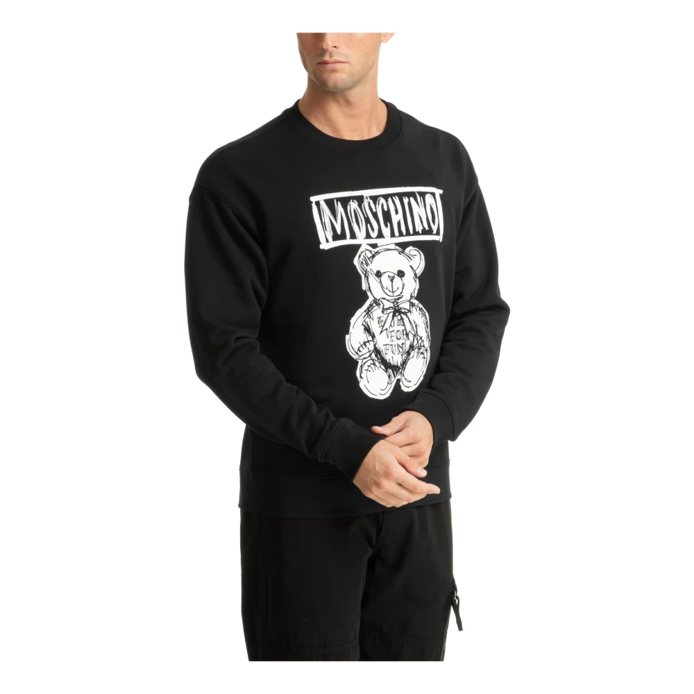 Moschino Gestreepte Teddy Bear Logo Sweatshirt Black Heren