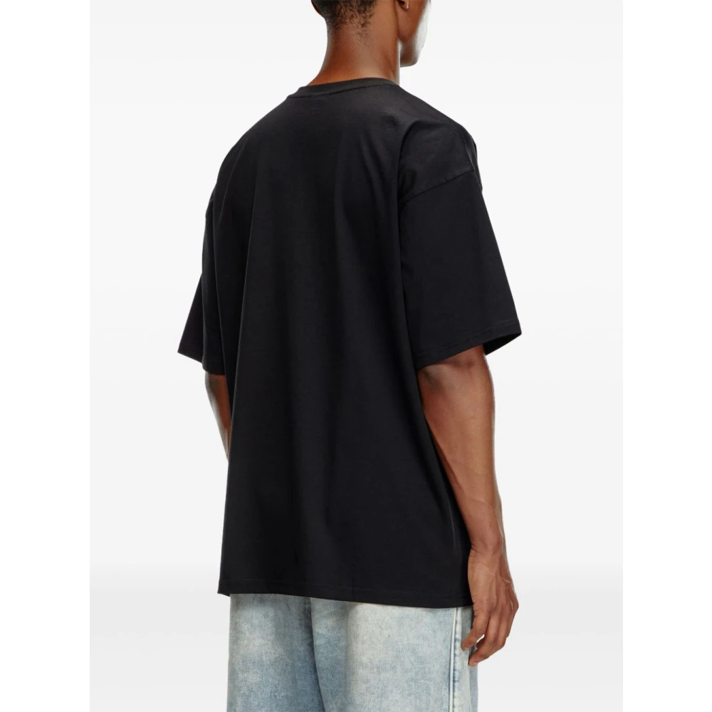 Diesel Zwart T-shirt met uitgesneden logo Black Heren