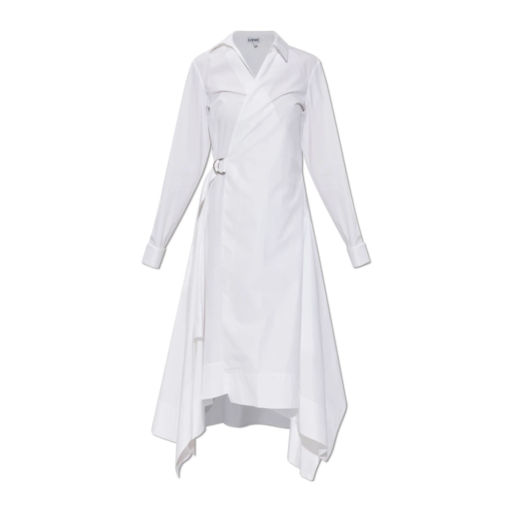 Loewe Asymmetrical Dress With Belt - Female - Midi Dresses - White - S - Dresses