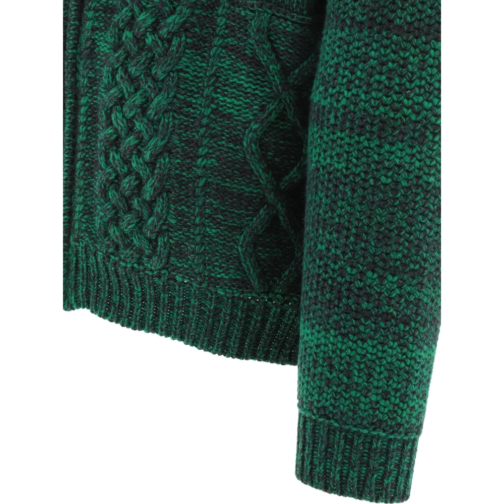 Ambush Patchwork Moulinè Sweater Green Heren
