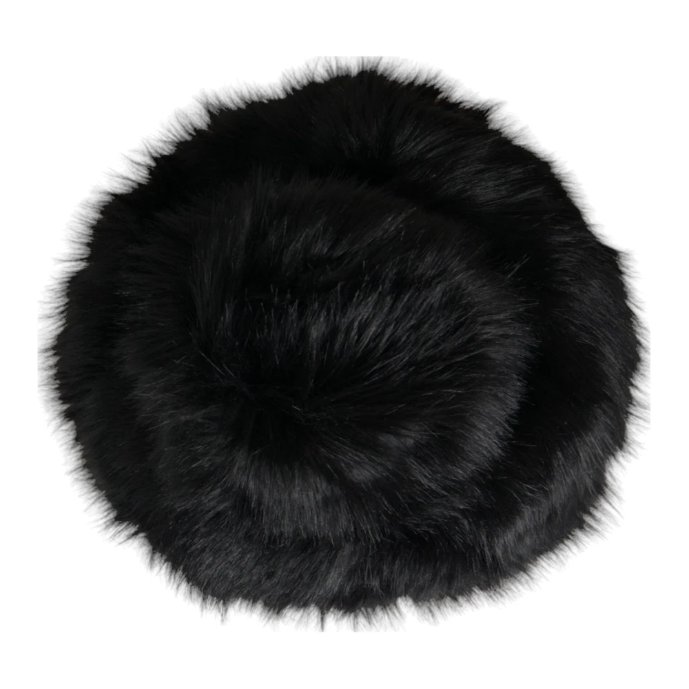 Dolce & Gabbana Zwarte Faux Fur Bucket Hat Black Dames