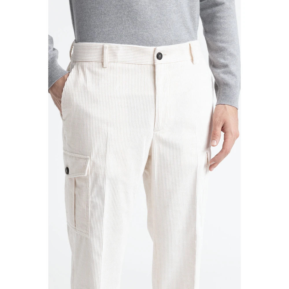 PESERICO Katoenen fluwelen chino broek White Heren