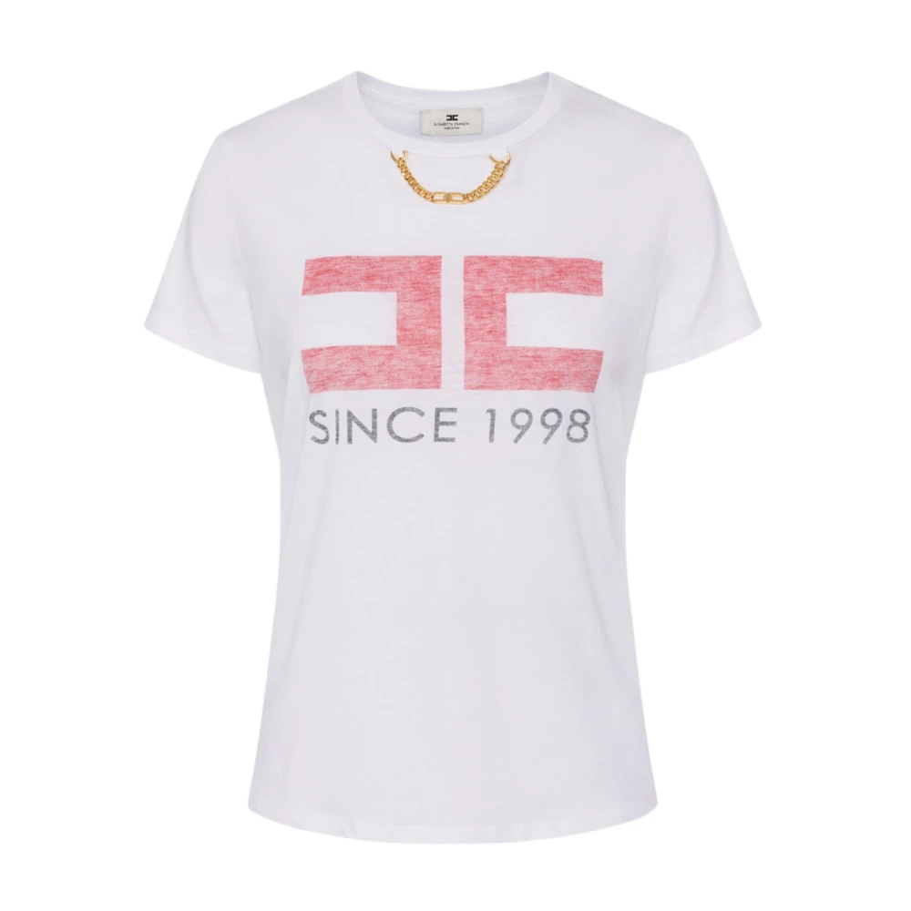 Elisabetta Franchi Casual katoenen T-shirt White Dames