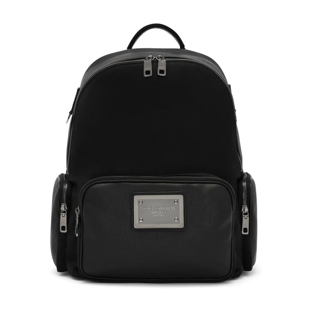 Dolce & Gabbana Zwarte tassen met Zaino Targhetta Black Heren