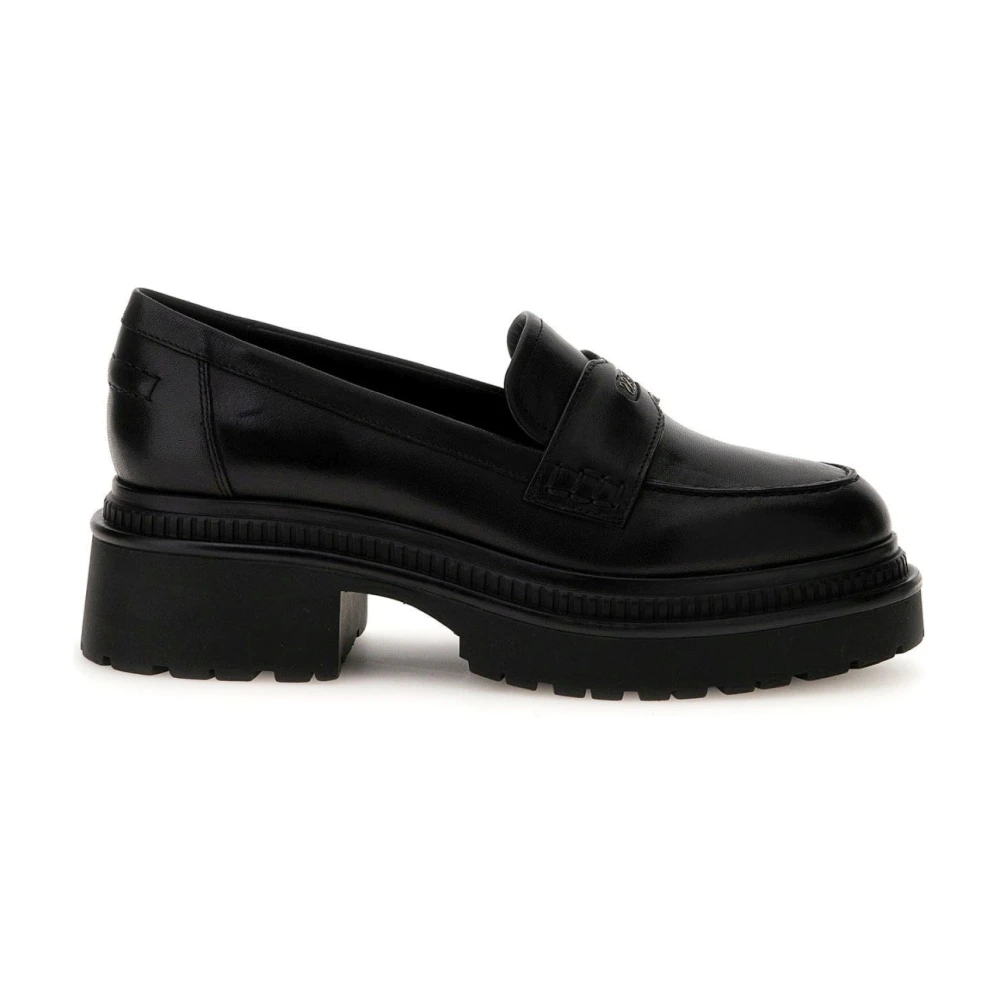 Guess Women's Black Leather Loafers - Loafers - 7 Uk - Shoes