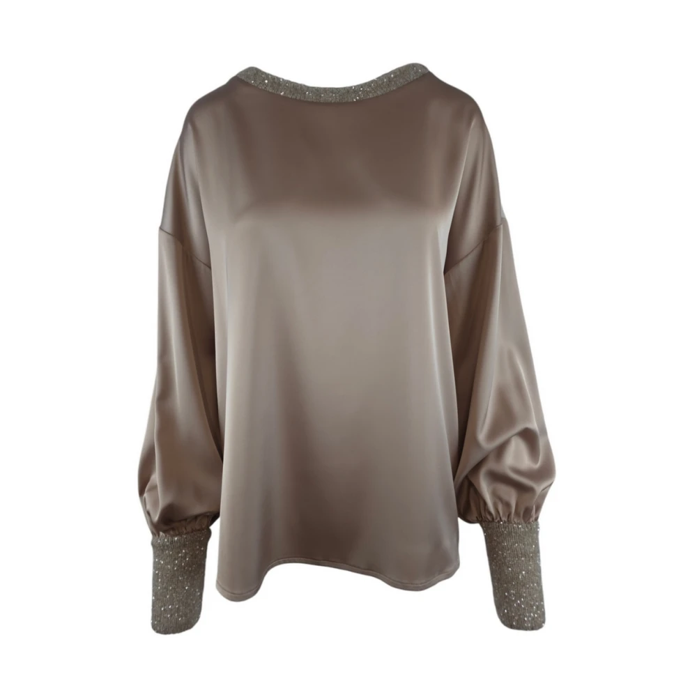 D.Exterior Elegante Satijnen Bruine Blouse Vrouwen Brown Dames