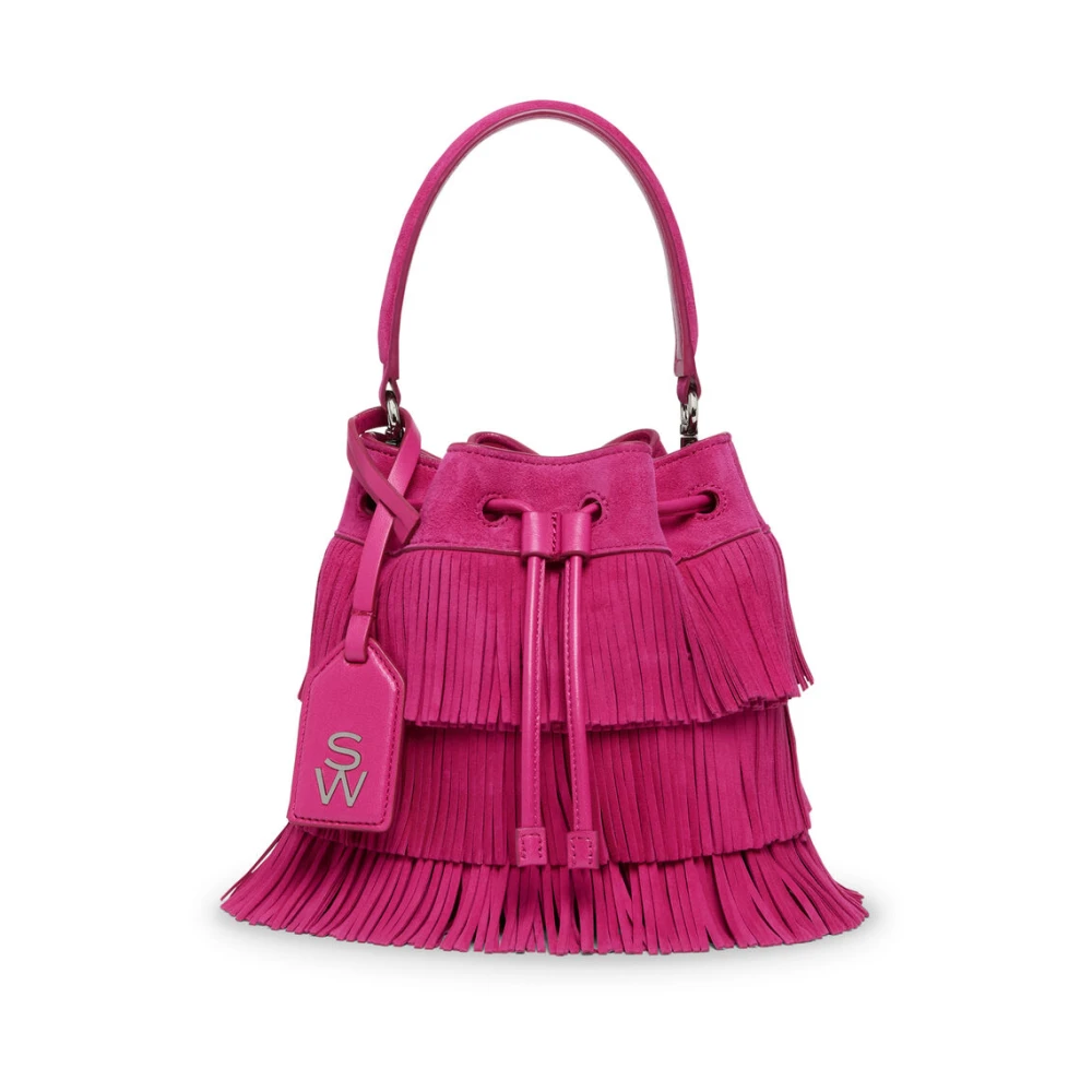 Stuart Weitzman Fringe Mini Bucket Tas Pink Dames