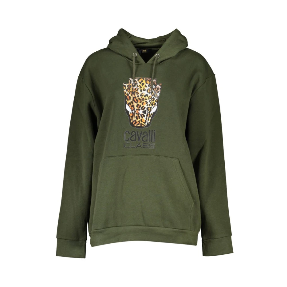 Roberto Cavalli Men's Green Leopard Print Logo Olive Jumper In | : Large - Image 3