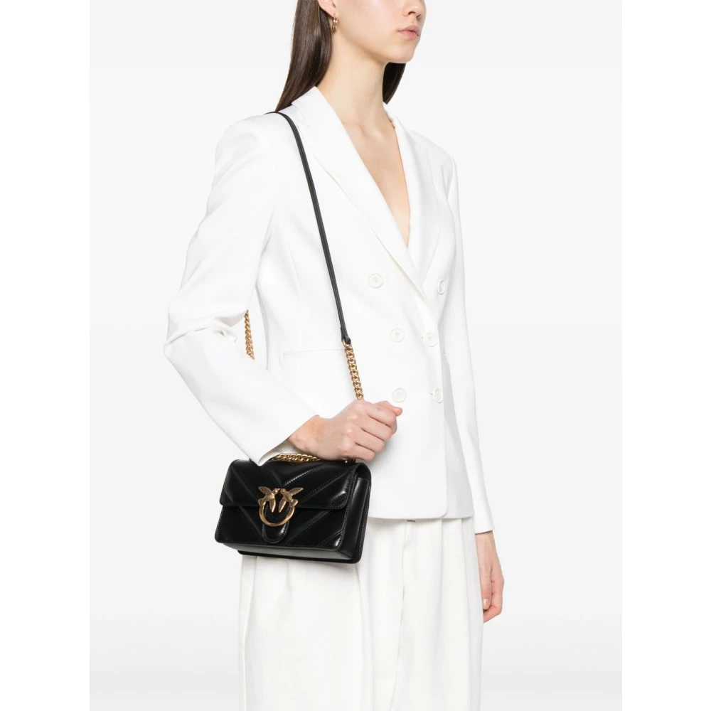 pinko Zwarte en Gouden Schoudertas Black Dames