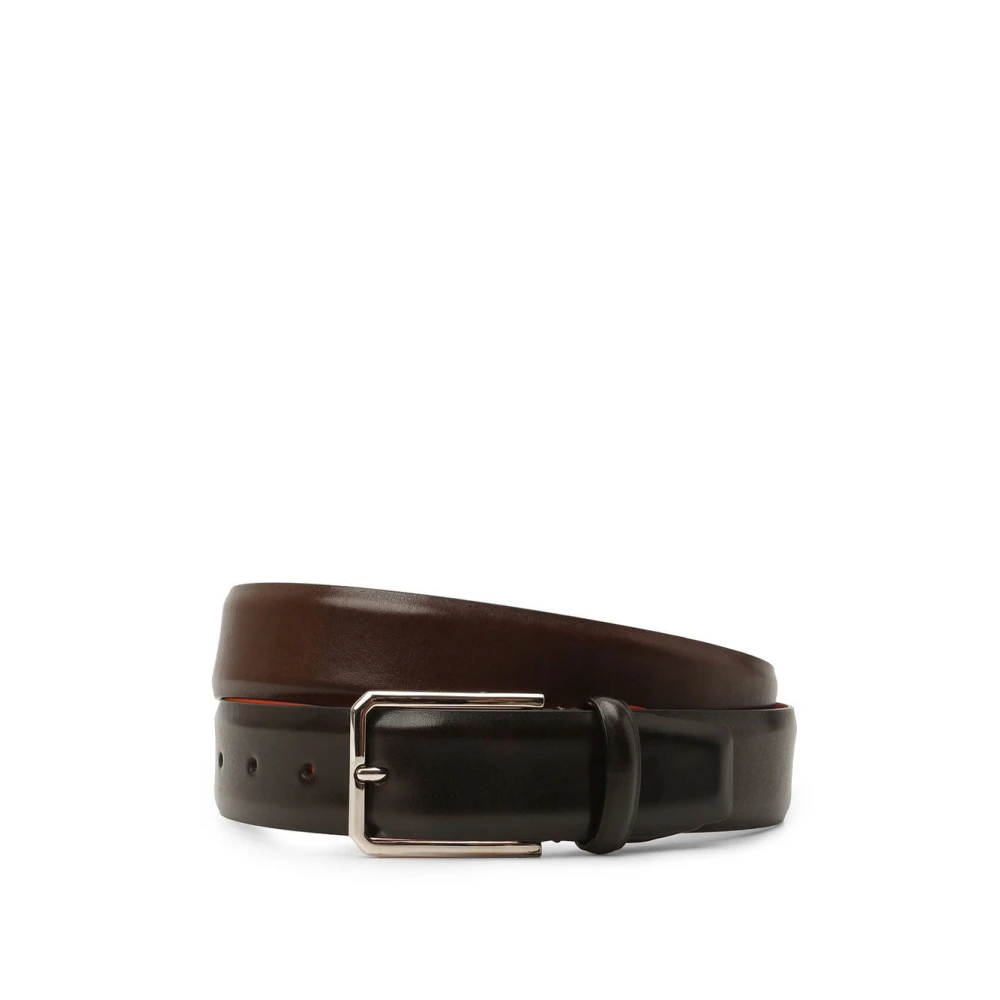 Santoni Stijlvolle Leren Riem Brown Heren