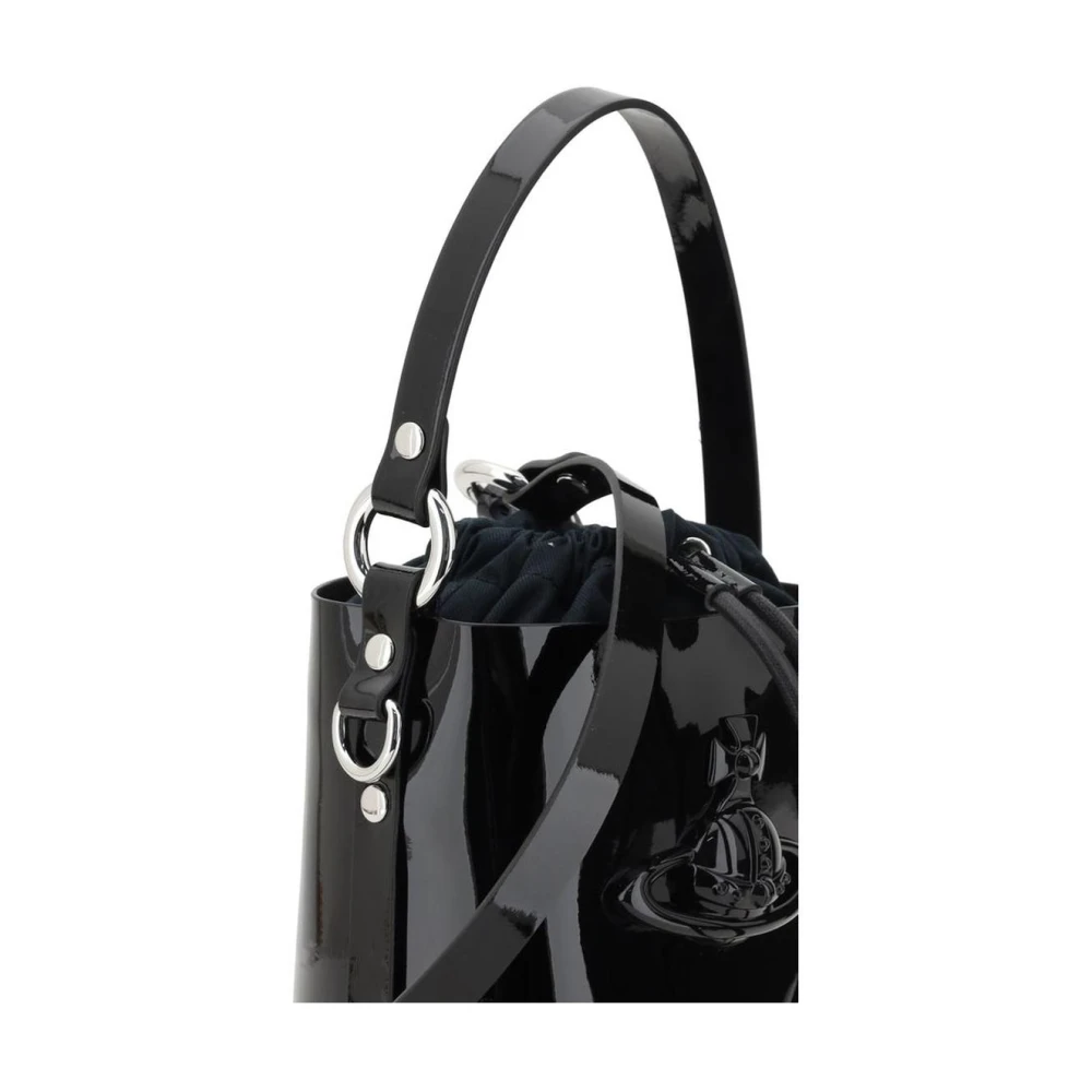 Vivienne Westwood Lakleren Trekkoord Emmer Tas met Orb Details Black Dames