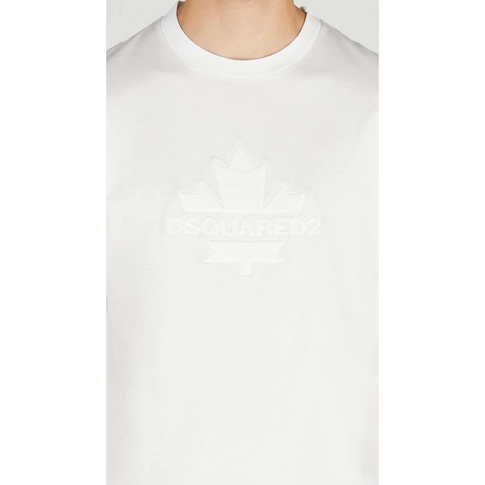 Dsquared2 T-shirt met reliëflogo Wit White Heren