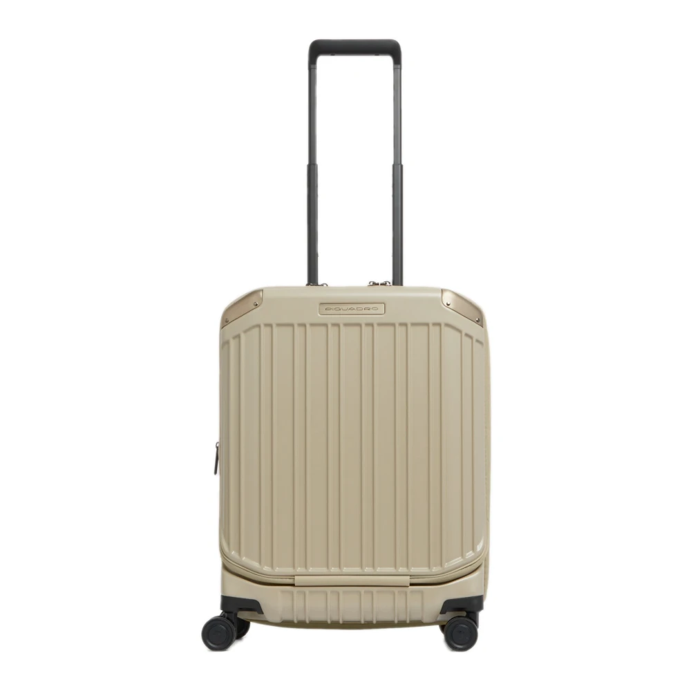 Piquadro Unisex Beige Resväskor One Size, Läder, Kabinväska Med Dubbelöppning