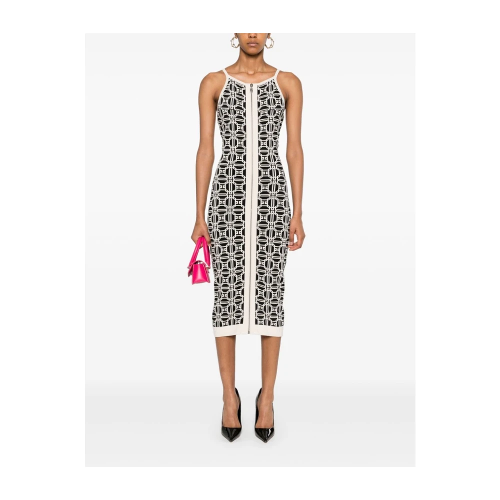 Elisabetta Franchi Elegante Nero E Panna Jurk Aw24 Black Dames