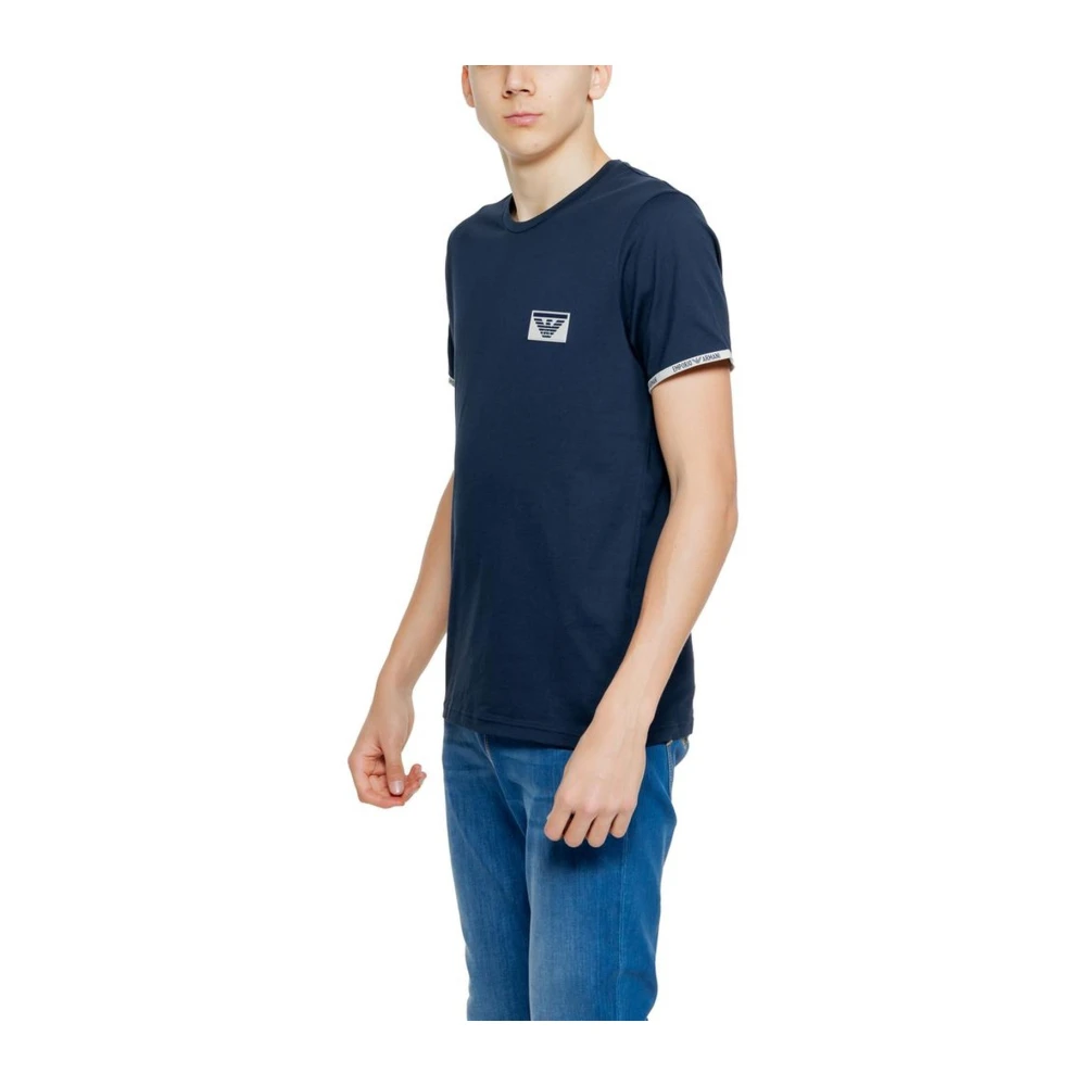 Emporio Armani Blauw Katoen Crew Neck T-Shirt Blue Heren