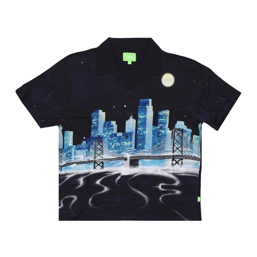 HUF Stadsgezicht Korte Mouw Shirt Zwart Black Heren