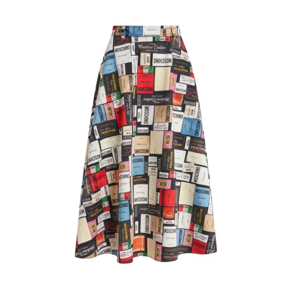 Moschino Multicolor Printed Cotton Gabardine Skirt - Female - Midi Skirts - 2XL - Skirts