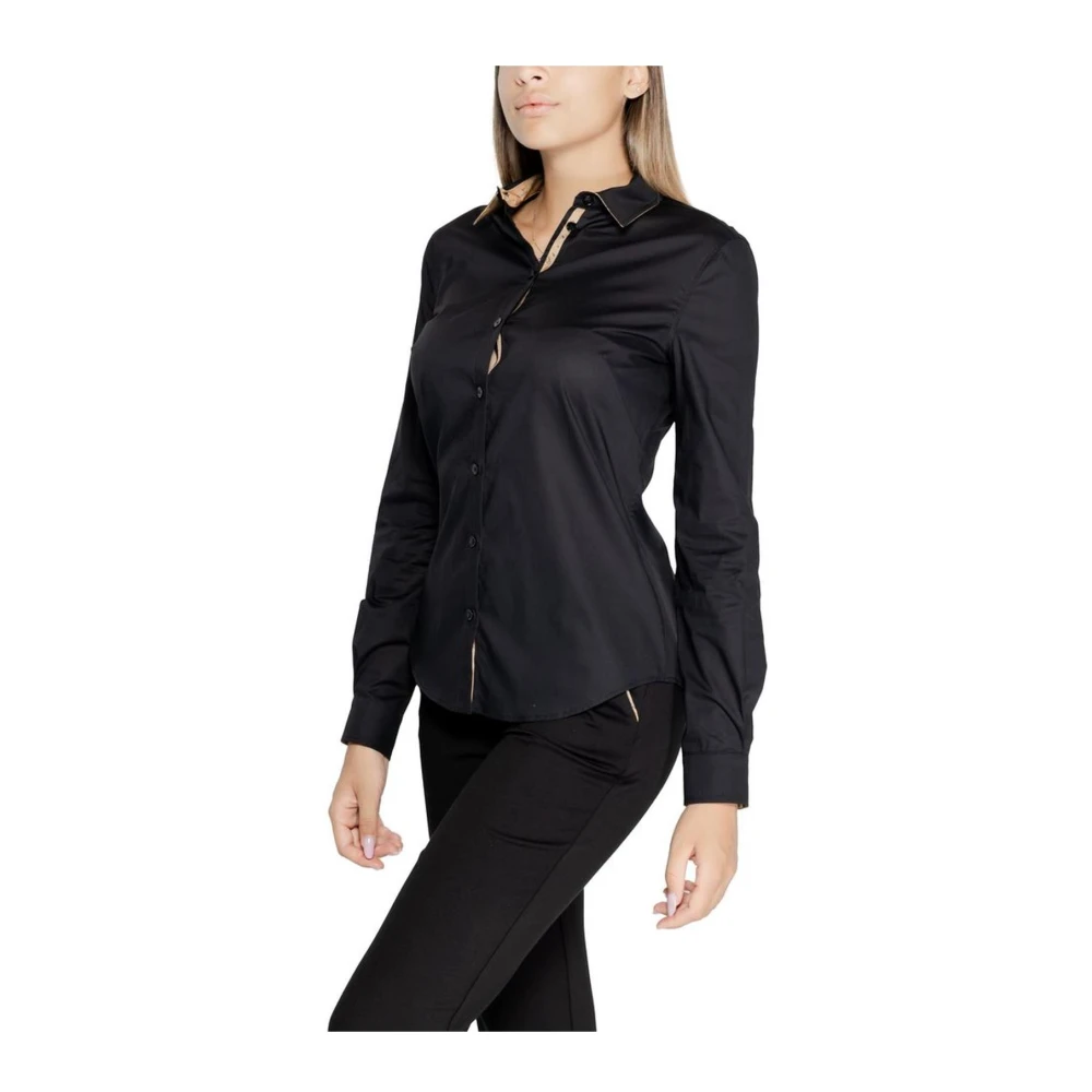 Alviero Martini 1a Classe Klassieke Stijl Zwarte Katoenen Overhemd Met Lange Mouwen Black Dames