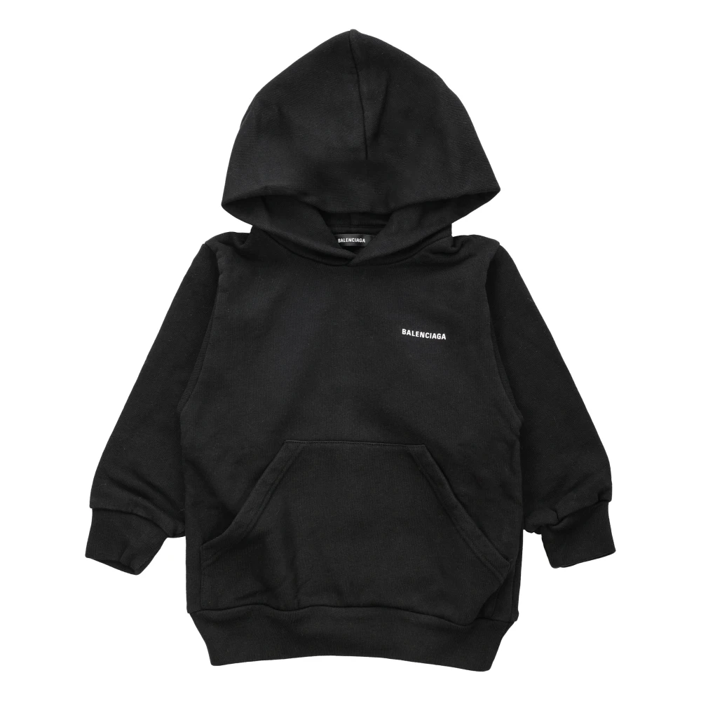 Balenciaga Svart Logotyp Hoodie Street Style Black, Pojke