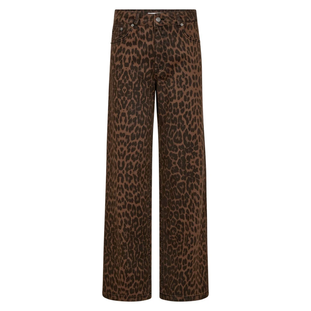 Co'couture Women's Brown Wide Trousers, L, Leo Print Wide Leg Trousers