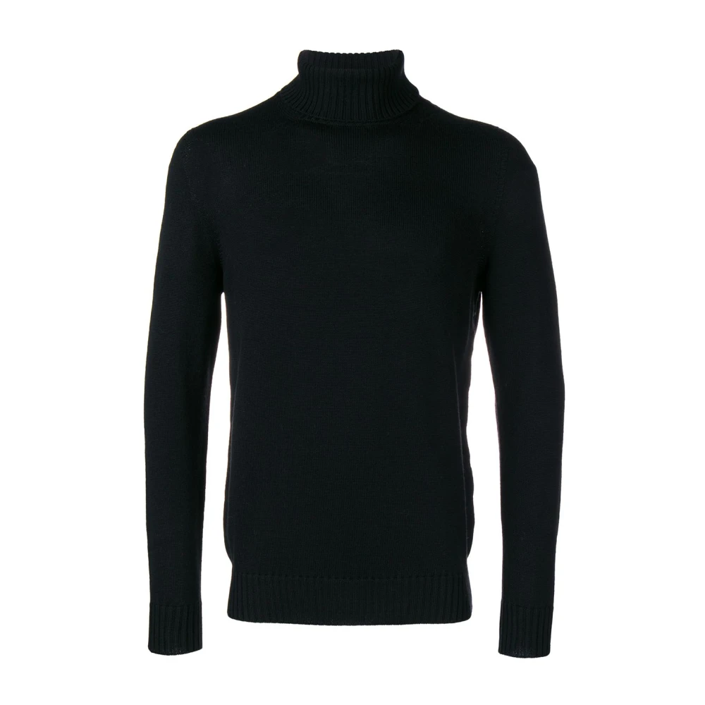 Drumohr Zwarte Merinowol Coltrui Sweater Black Heren