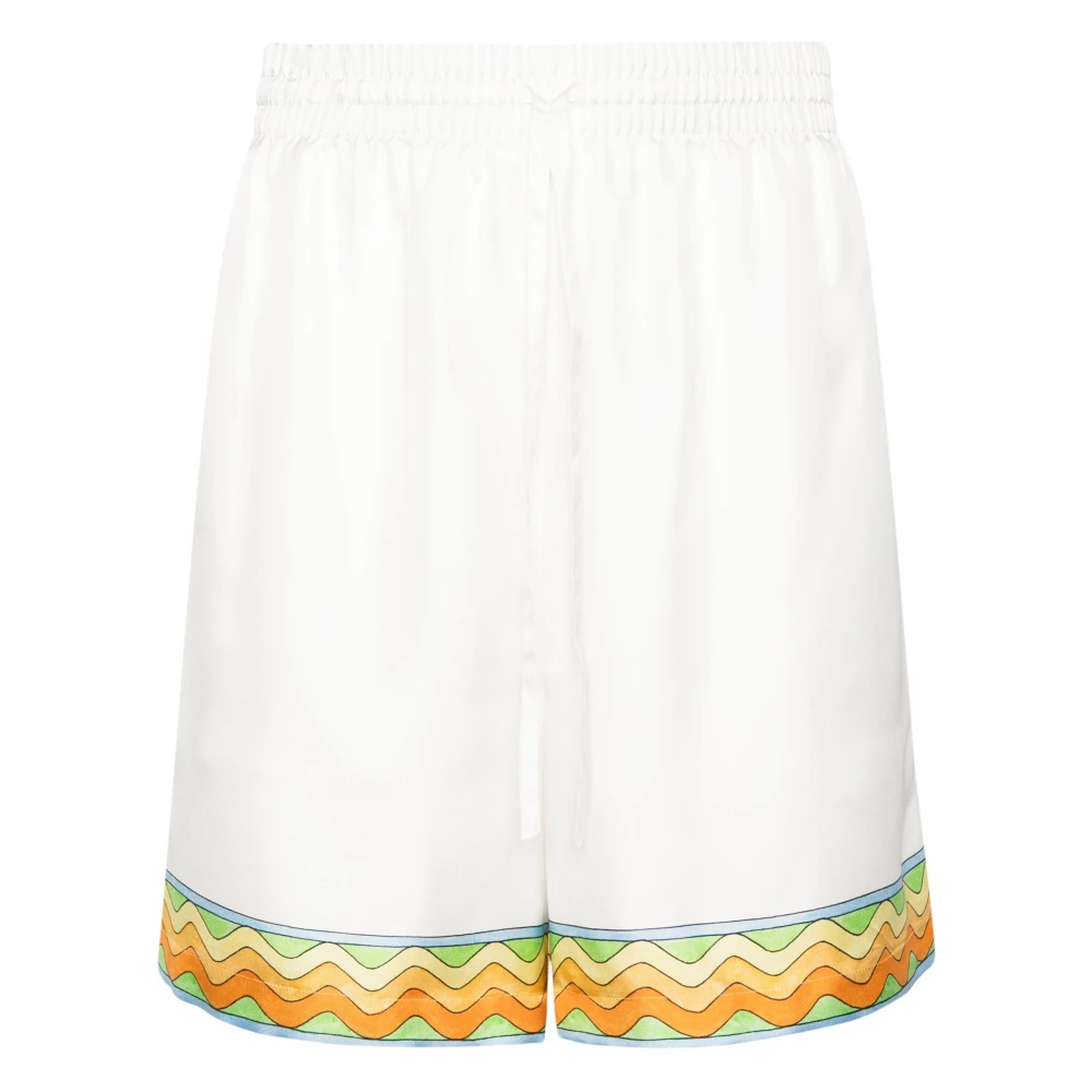 Casablanca Zijden Trekkoord Shorts White Heren