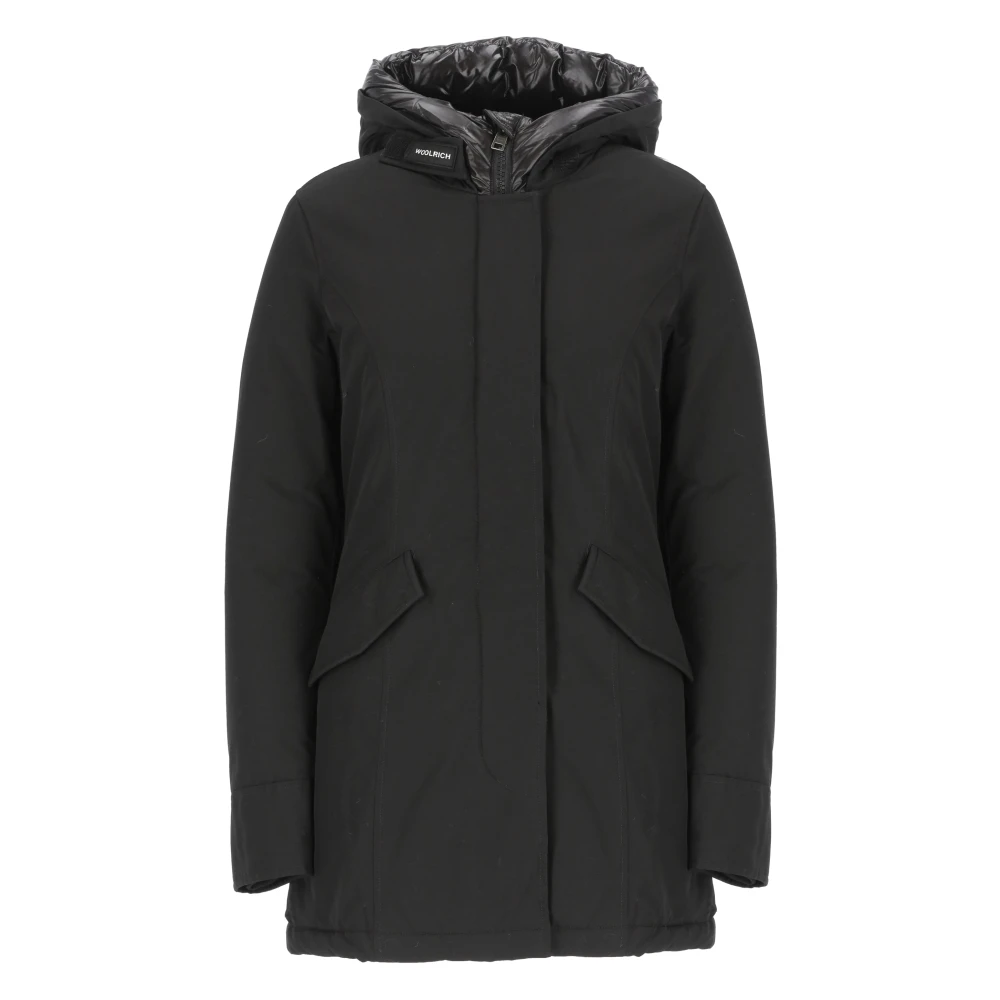 Woolrich Zwarte Gewatteerde Parka met Capuchon Black Dames