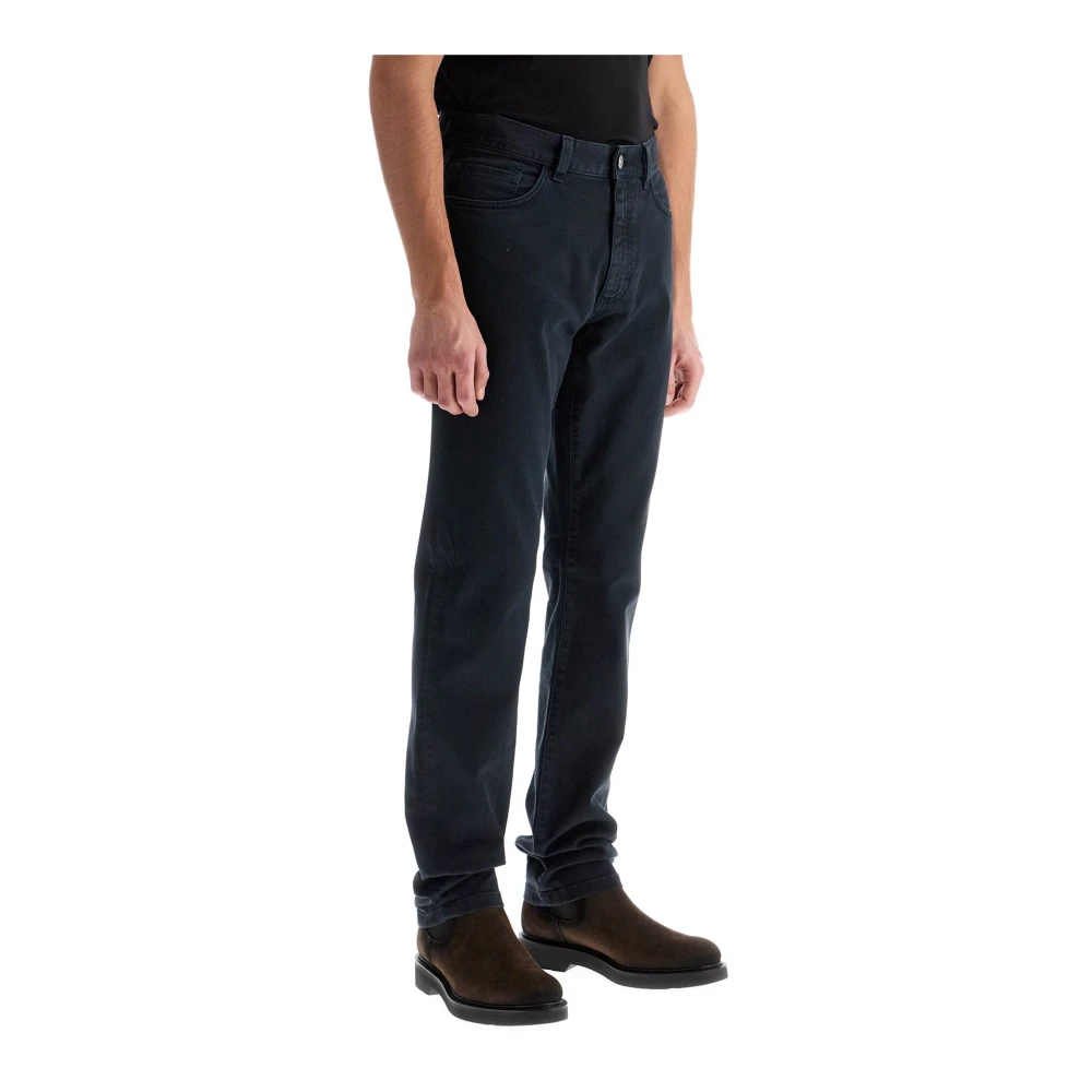 Ermenegildo Zegna Donkerblauwe Regular Fit Denim Jeans Blue Heren