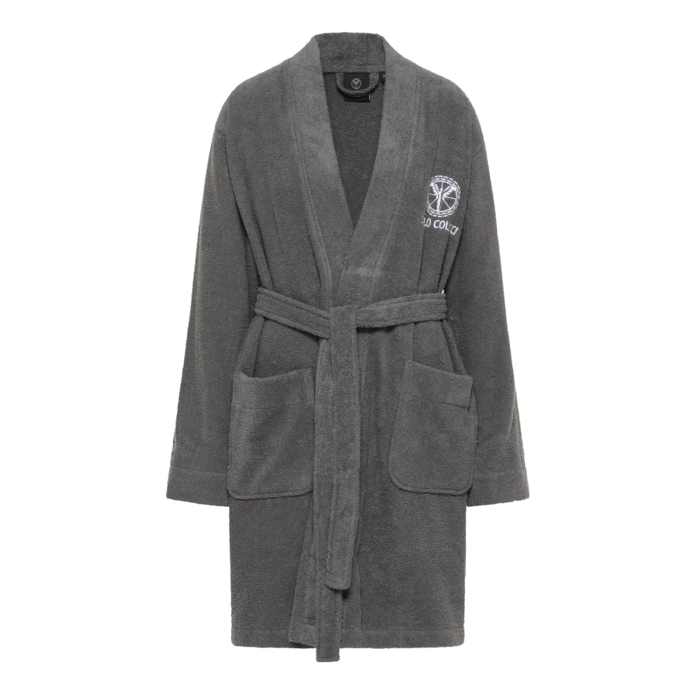 Carlo Colucci Women's Gray Bathrobe With Embroidery - Robes - Xl - Nightwear & Lounge