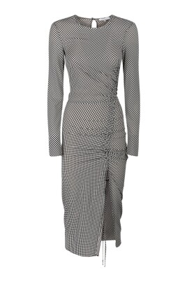 checkered-midi-dress-with-side-slit