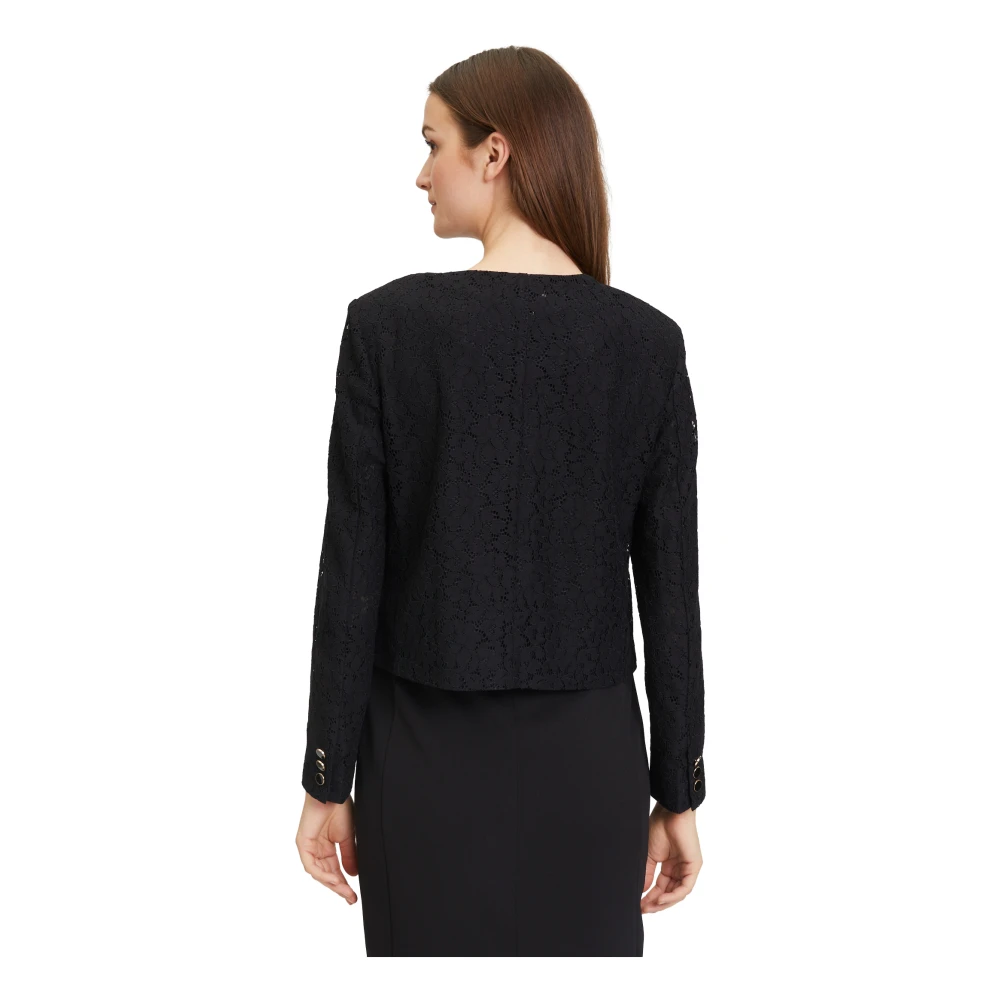 Vera Mont Bloemen Blazer Jas met Knopen Black Dames