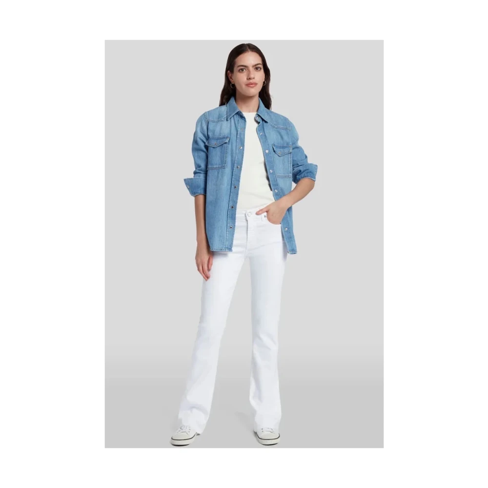 7 For All Mankind Pure White Bootcut Tailorless met Distressed Zoom White Dames