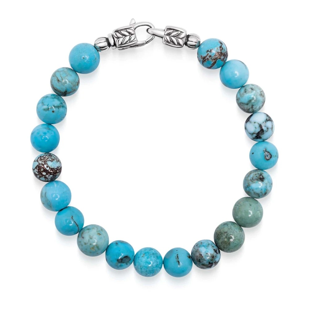 Nialaya Men's Gray Bracelets, 2XL, Turquoise Healing Bracelet With Silver Lock