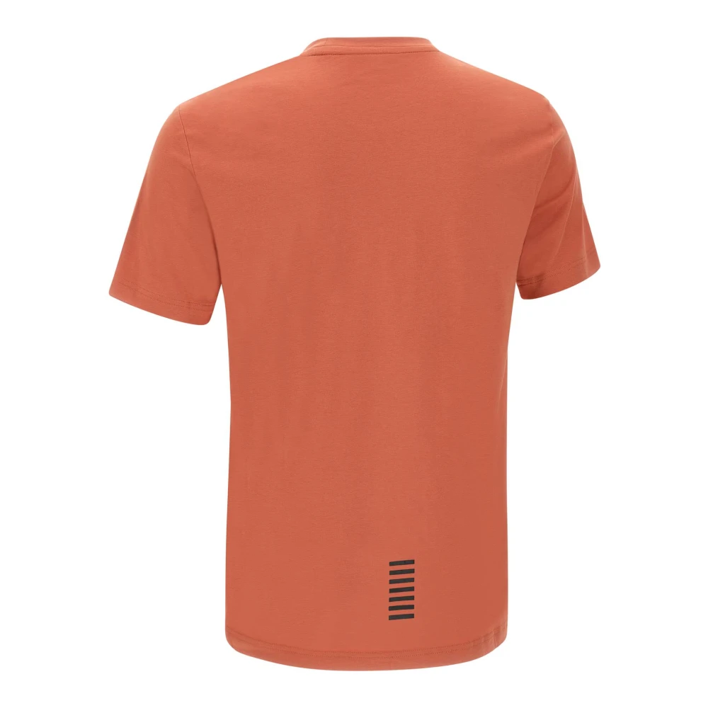 Emporio Armani EA7 Oranje Stretch Katoenen T-shirt met Logo Orange Heren