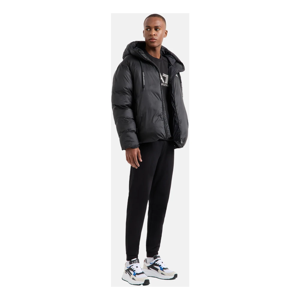 Emporio Armani EA7 Stijlvolle Jas voor Mannen Black Heren