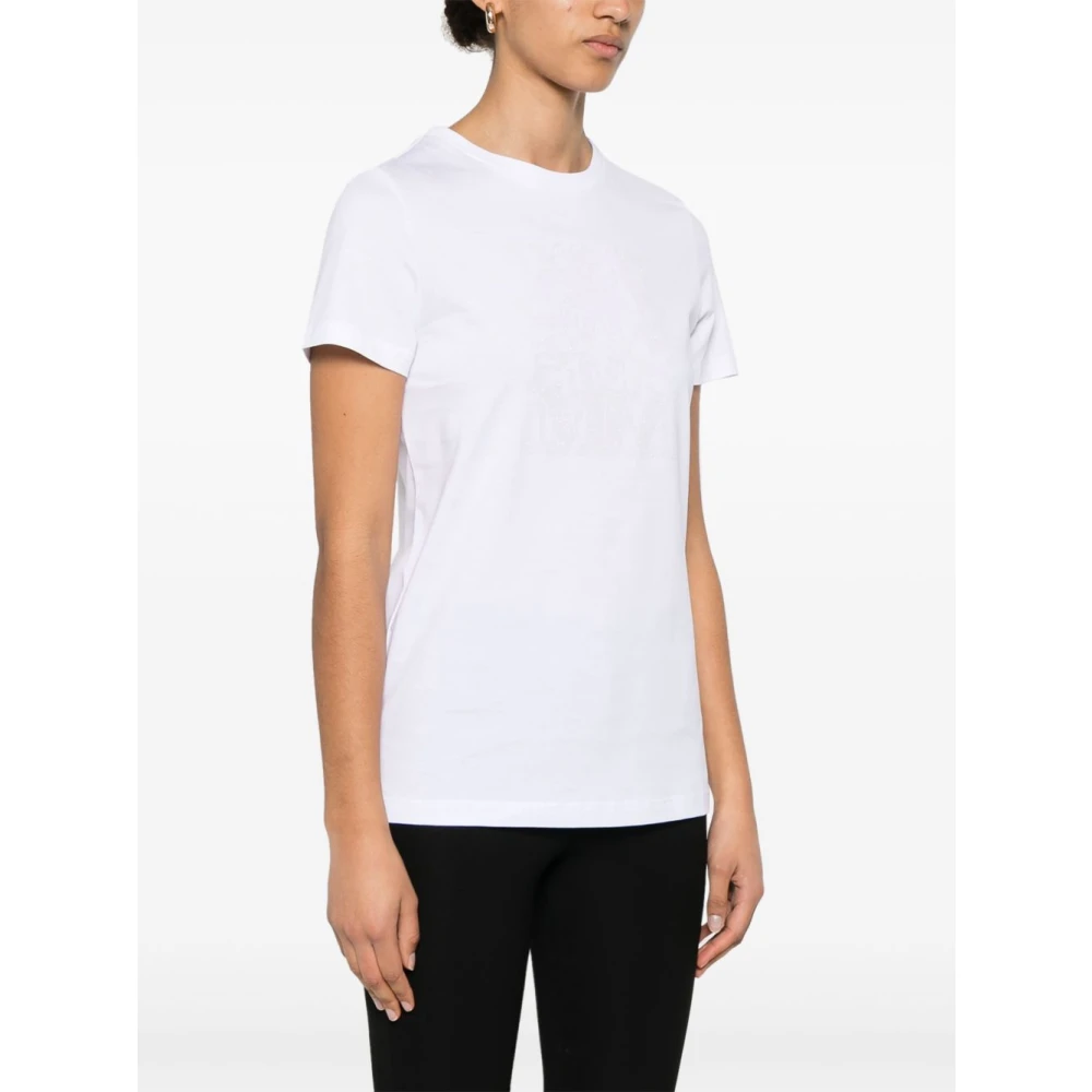 Max Mara Witte Rhinestone Crew Neck T-shirt White Dames