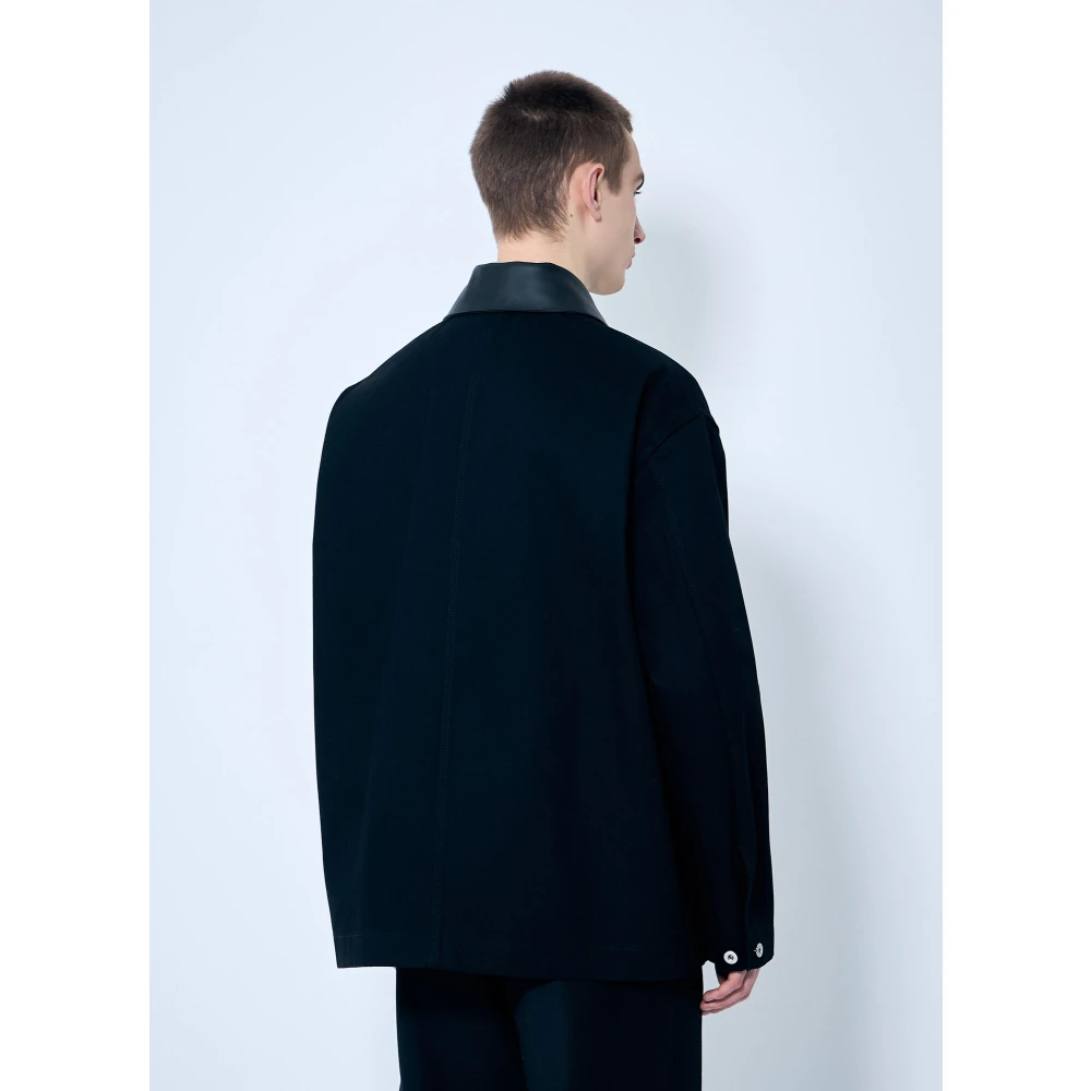 Jil Sander Klassieke Katoenen Twill Jas Black Heren