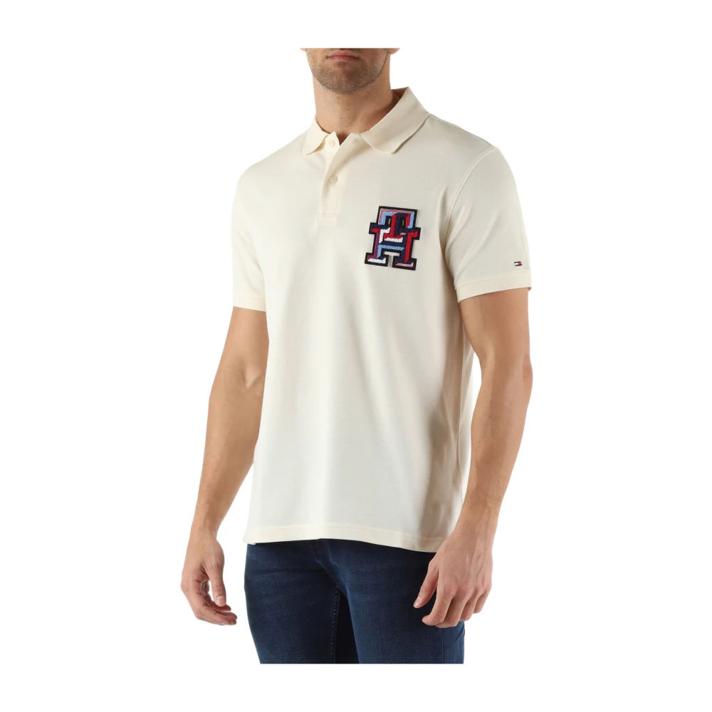 Tommy Hilfiger Regular Fit Katoenen Polo Shirt met Logo Patch Beige Heren