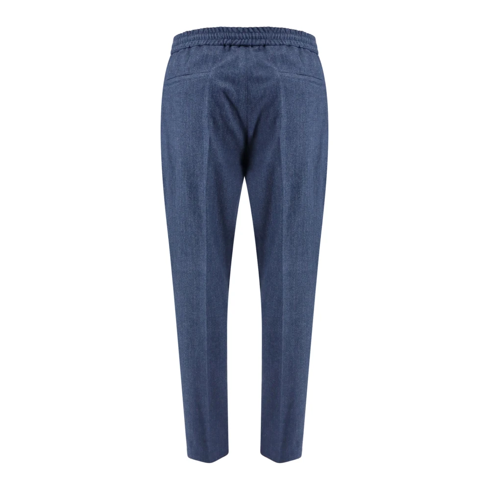BRUNELLO CUCINELLI Katoenen broek met frontale plooien Blue Heren