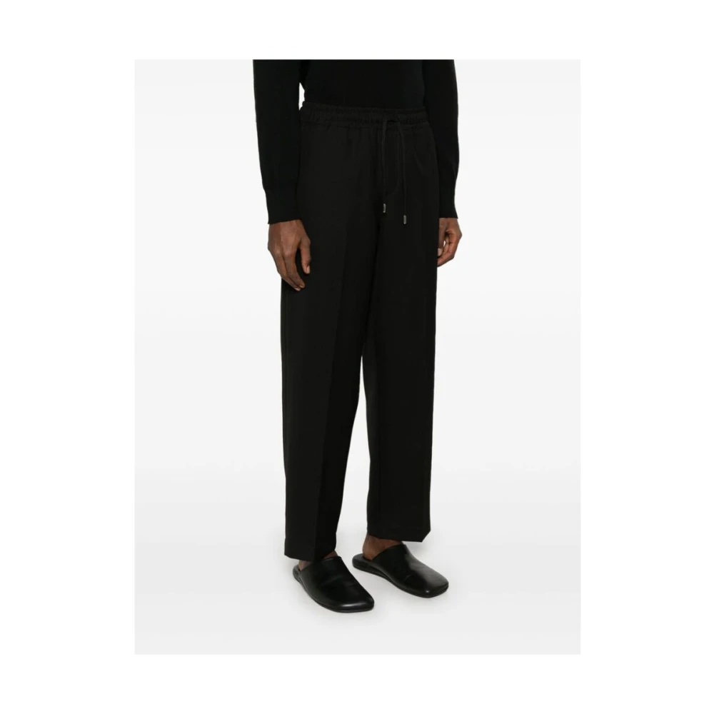 Costumein Zwarte Wol Trekkoord Broek Black Heren