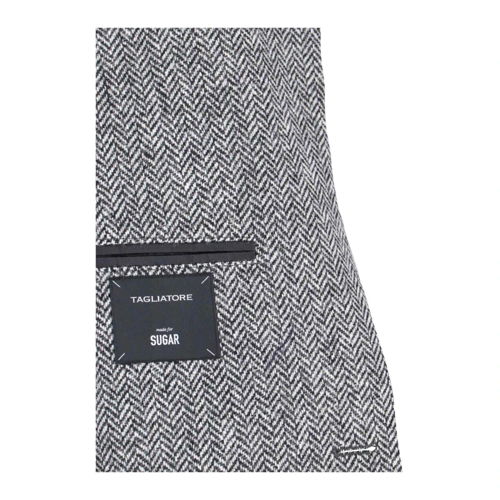 Tagliatore Grijze Herringbone Blazer Jas Gray Heren