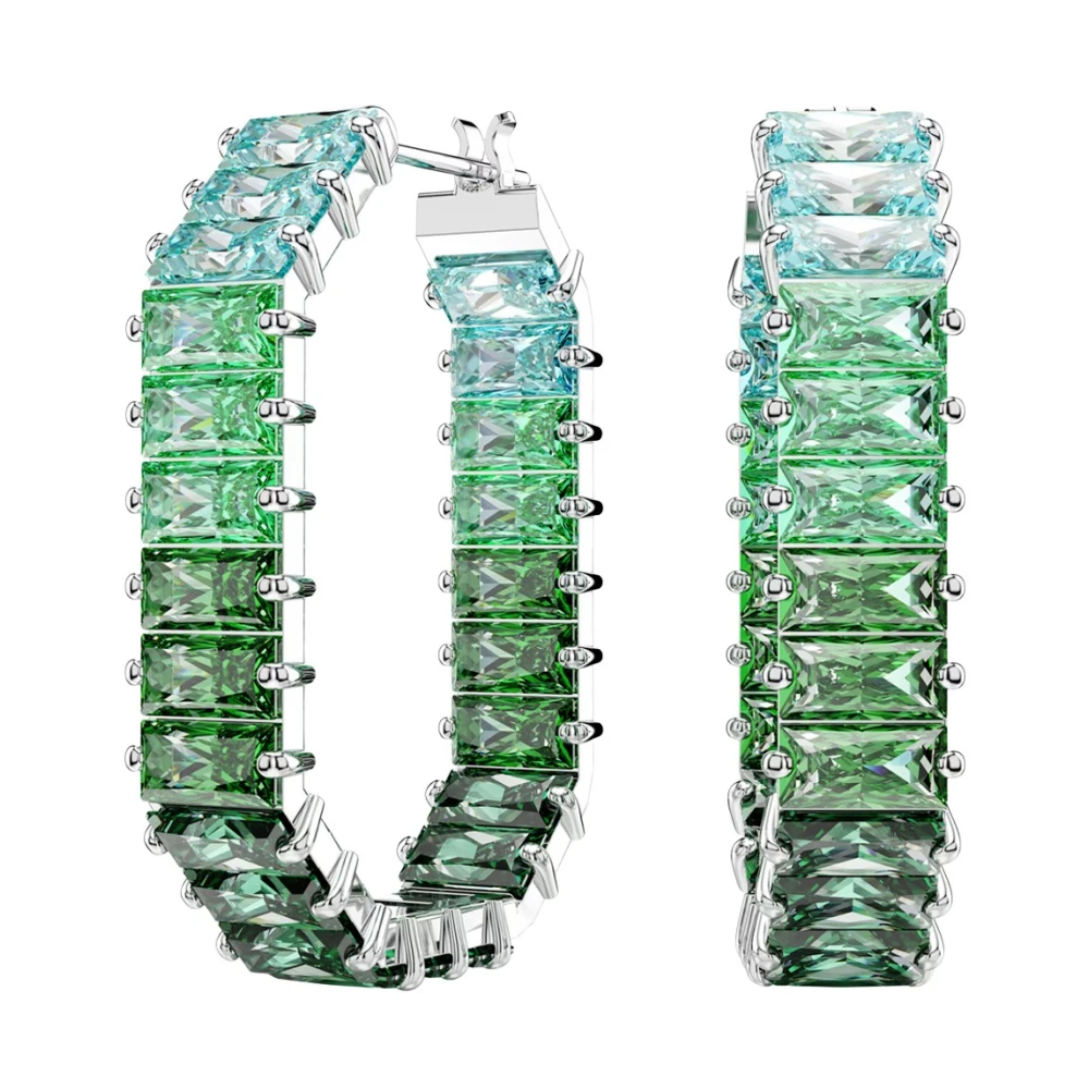 Swarovski Women's Green Matrix Baguette Hoop