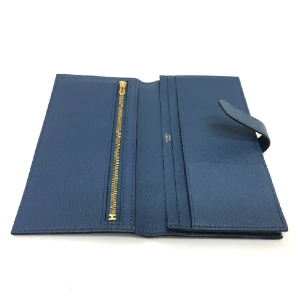 Hermès Vintage Pre-owned Leather wallets Blue Dames