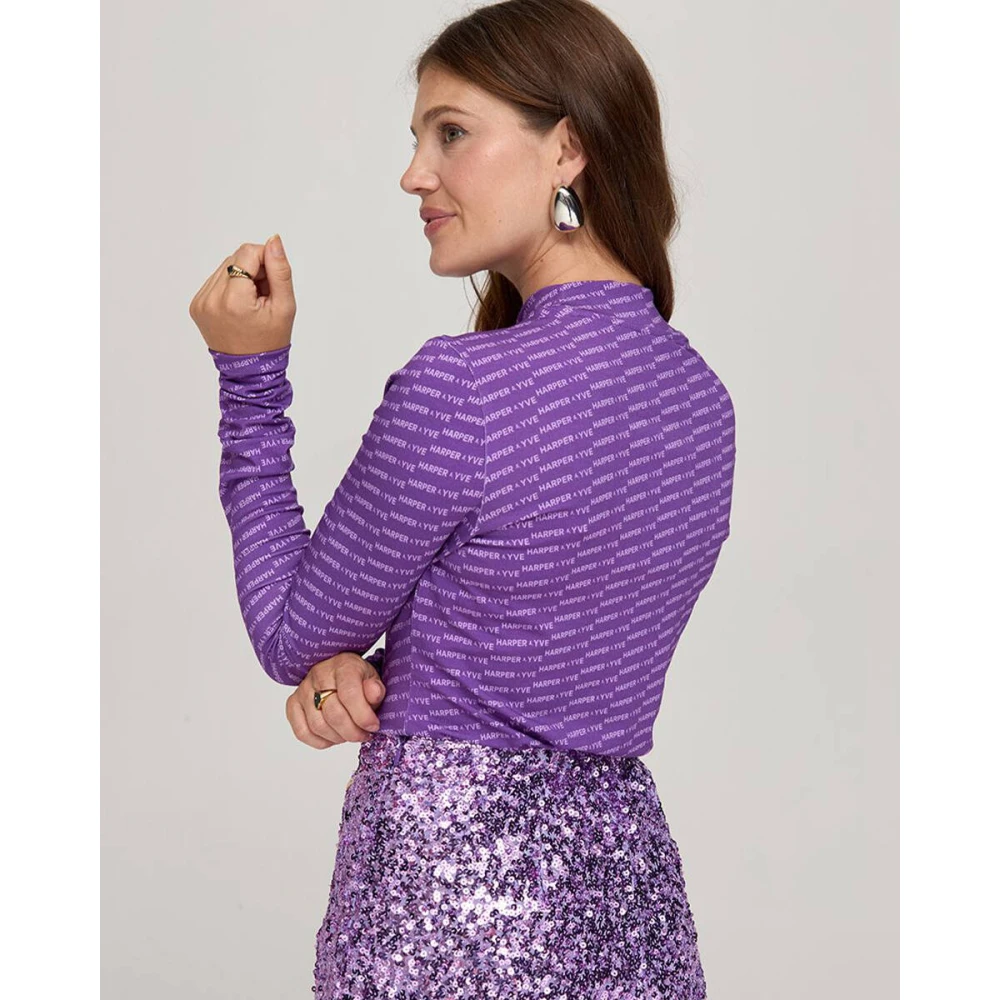 Harper & Yve Lange Mouw Top Jane-Ls Purple Dames