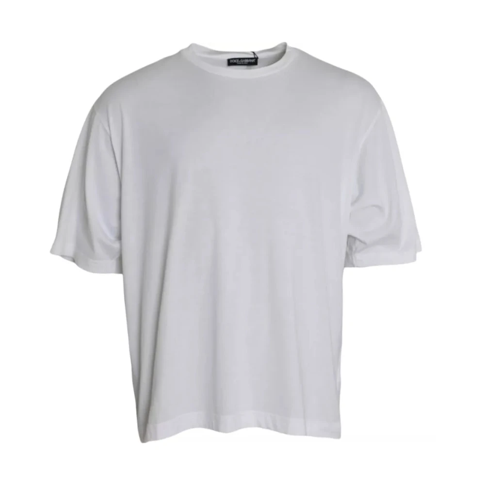 Dolce & Gabbana Wit Katoenen T-shirt met Ronde Hals en Korte Mouwen White Heren