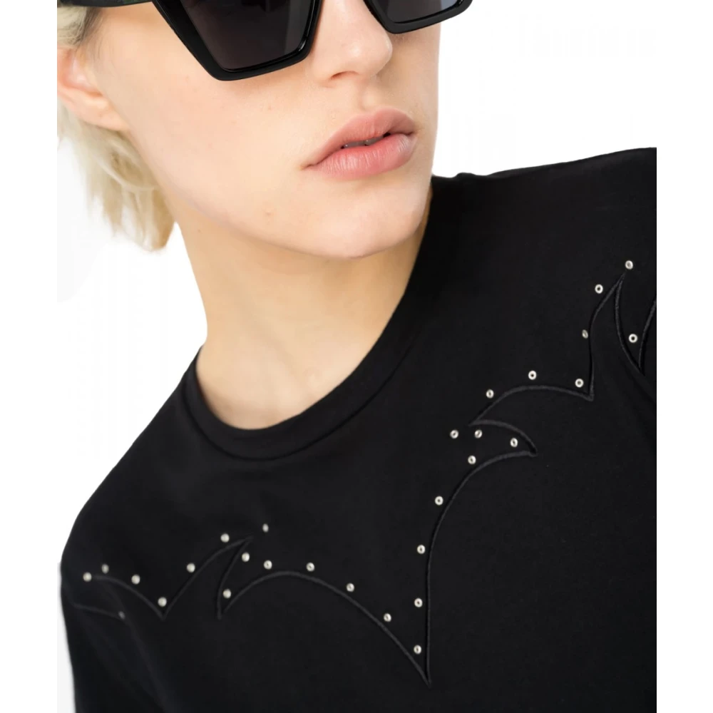 pinko Tribal Rodeo Geborduurd Zwart T-shirt Black Dames