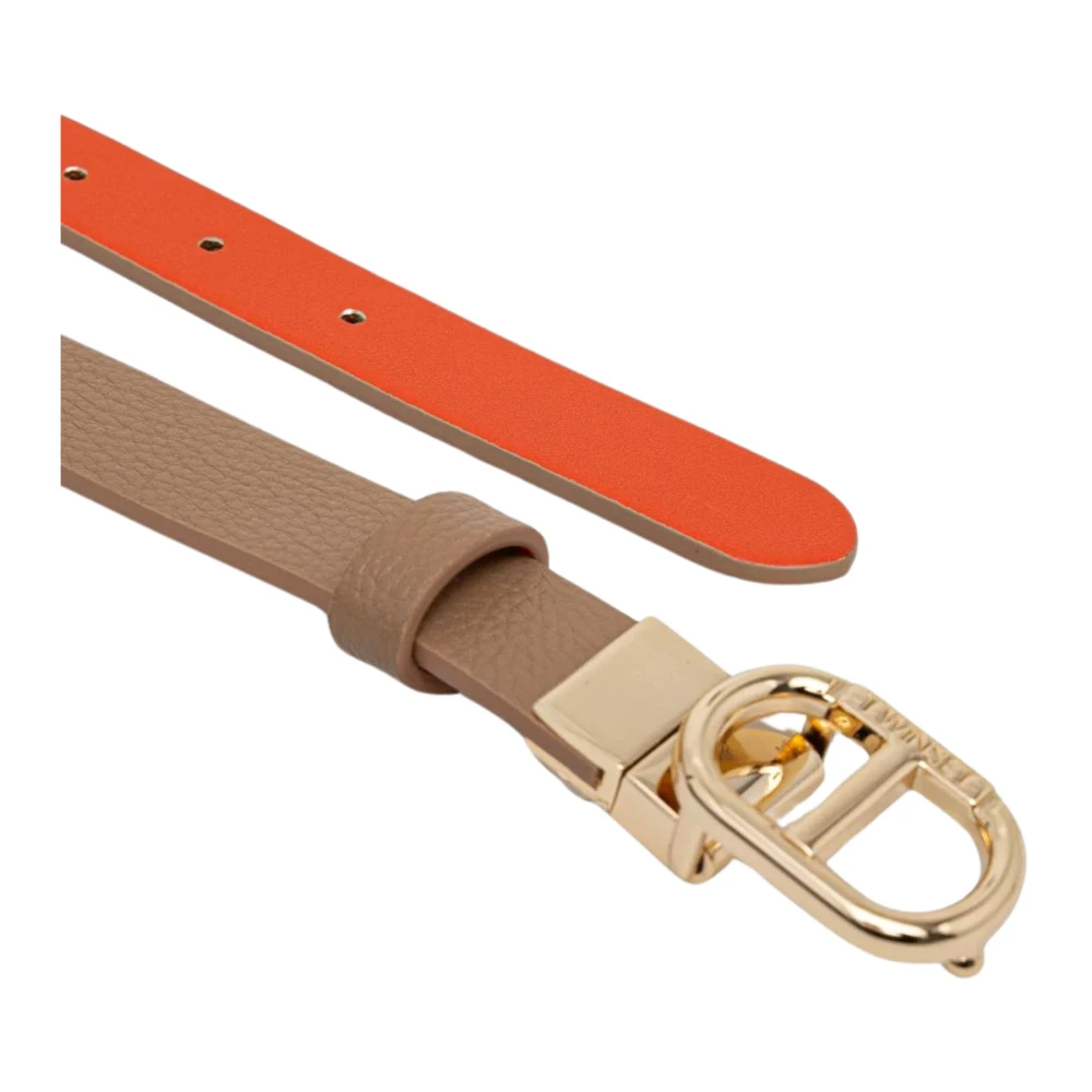 Twinset Omkeerbare Leren Riem met Ovaal Gesp Brown Dames