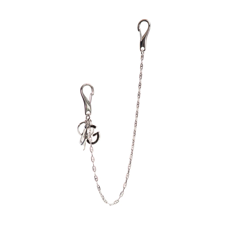 Dolce & Gabbana Stijlvolle Leren Sleutelhanger Gray Heren