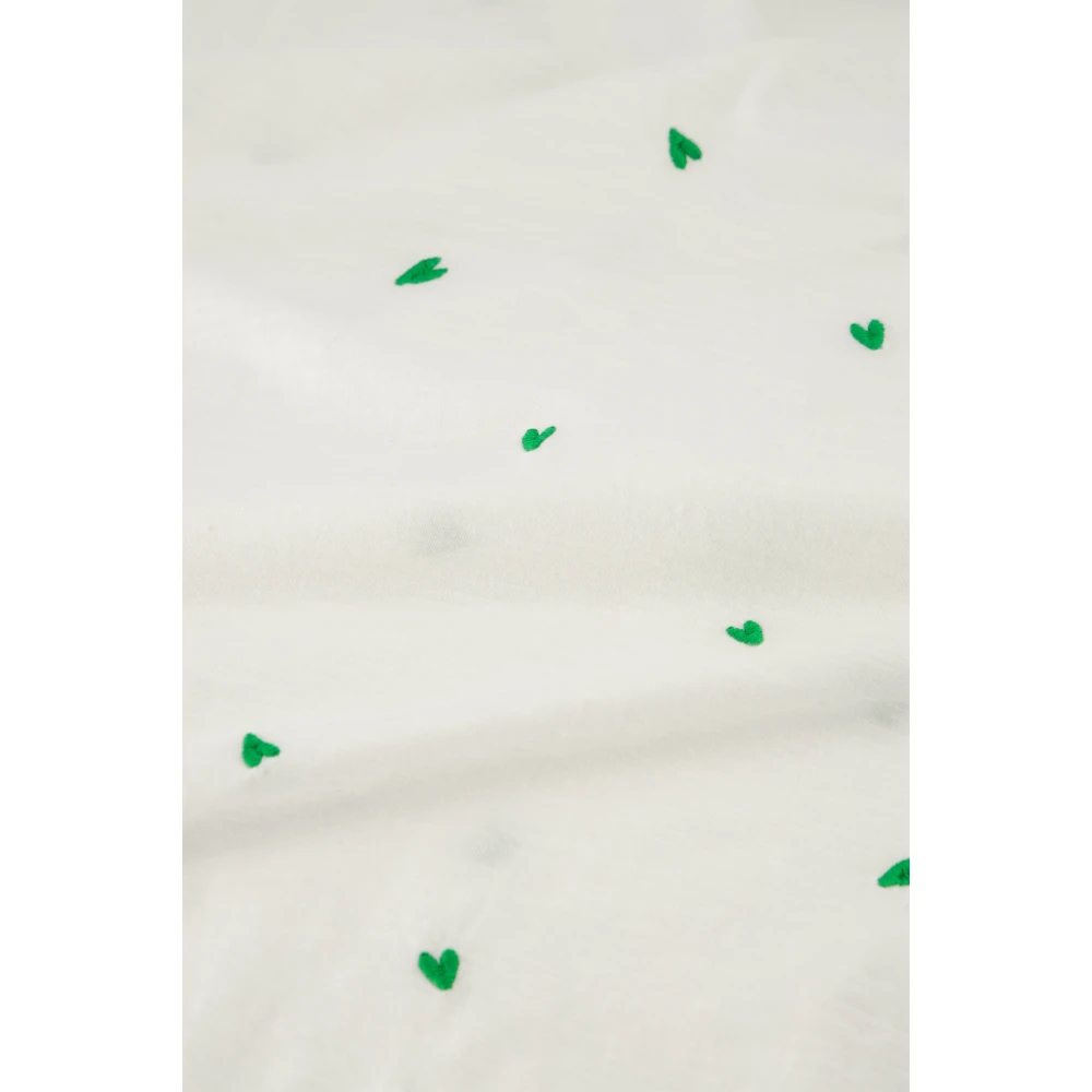 Fabienne Chapot Groene Hart Geborduurde V-hals T-shirt White Dames