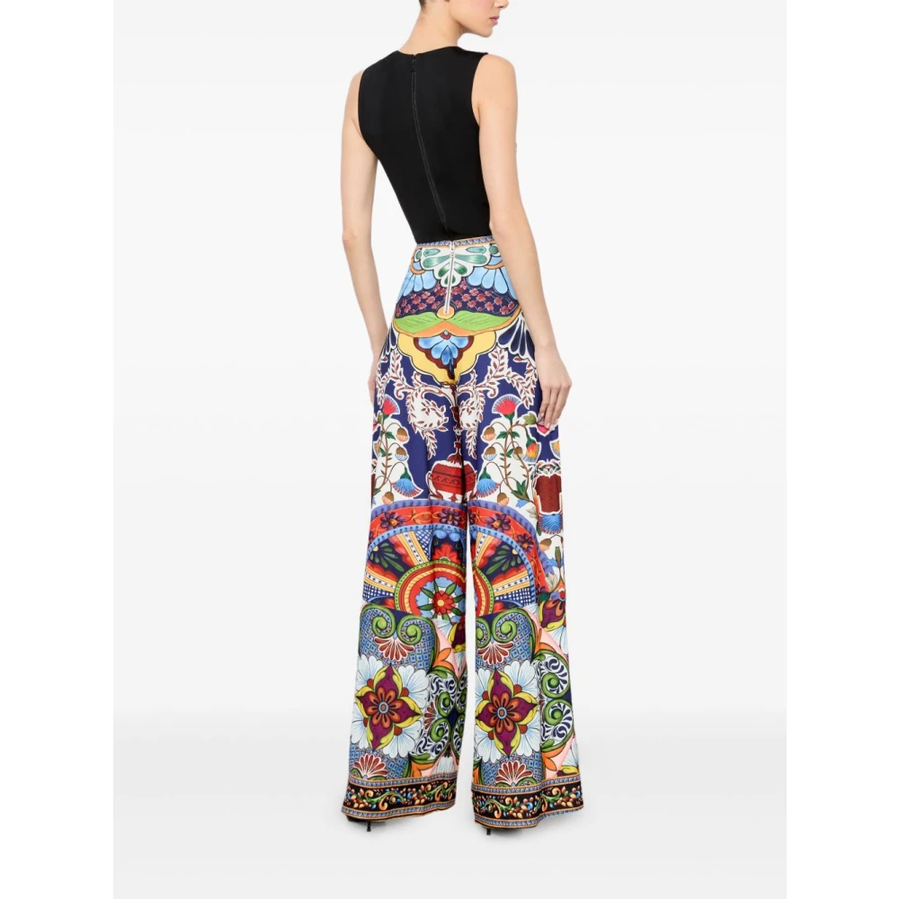 alice + olivia Multikleur Wijde Pijp Broek met Rits Multicolor Dames